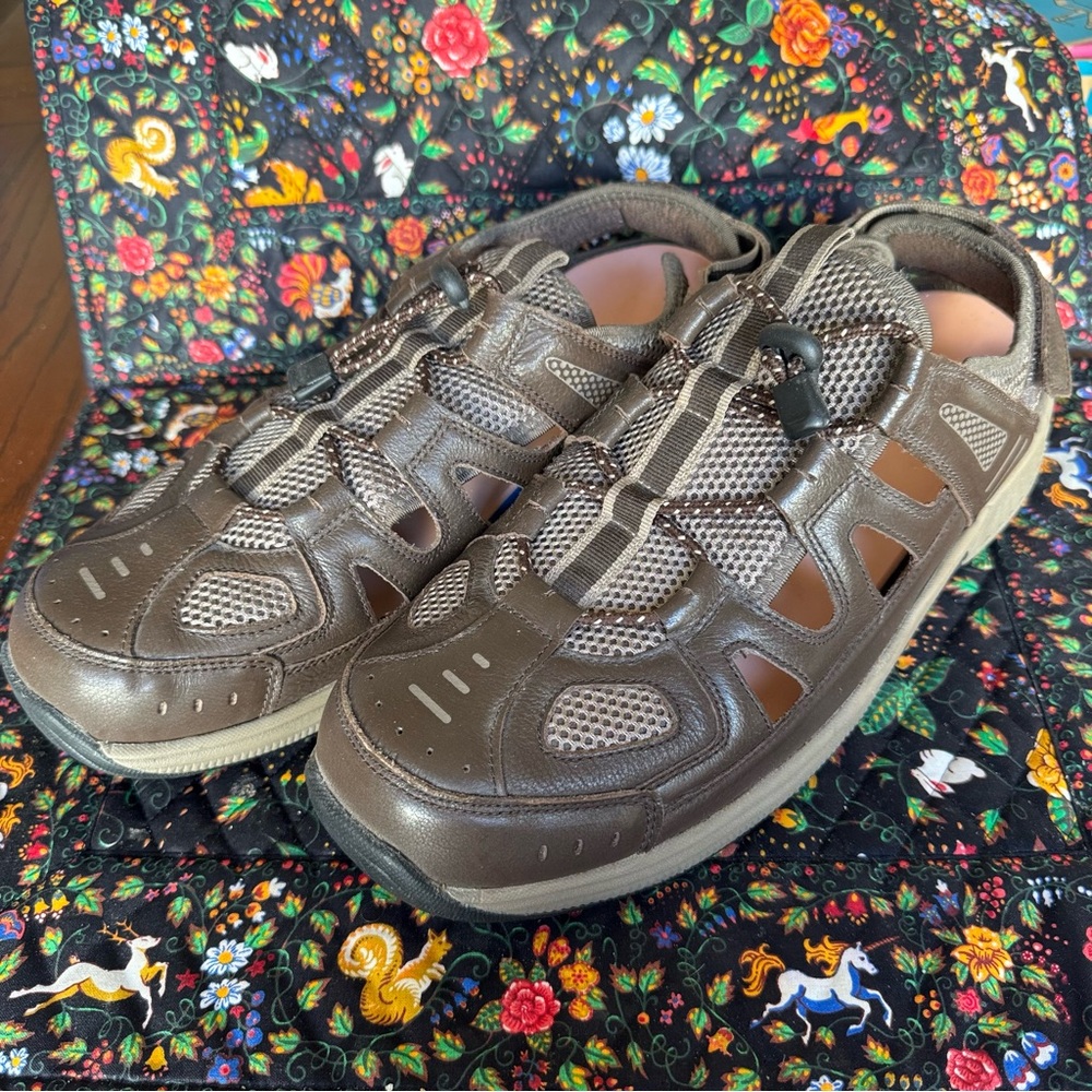 Orthofeet Alpine 593 Men’s Size 13 Wide Brown Leather Fisherman Diabetic Sandal